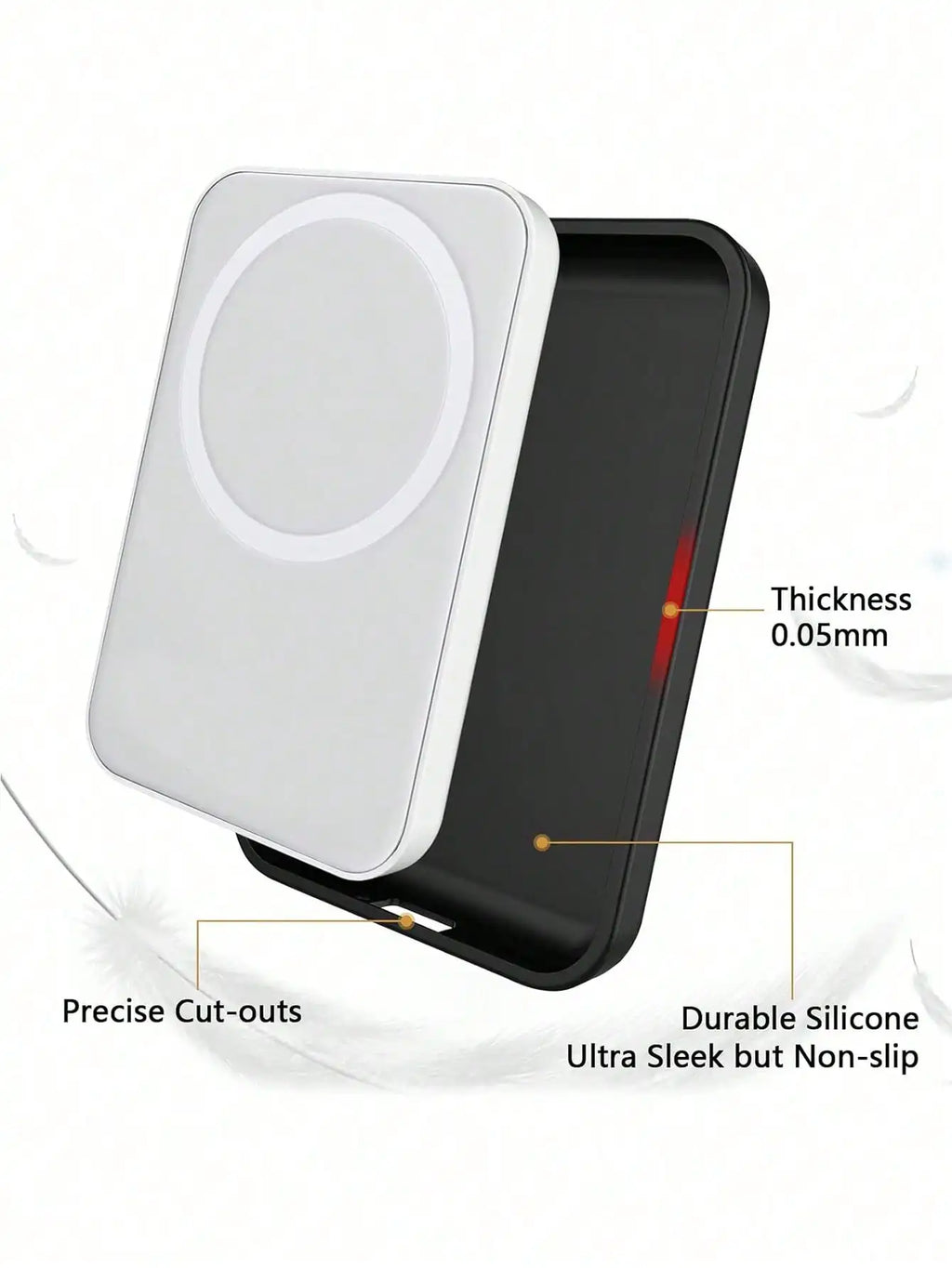 1Pcs Black TPU Charging Case Protector, Compatible With Apple's Original MagSafe Wireless Power Bank
