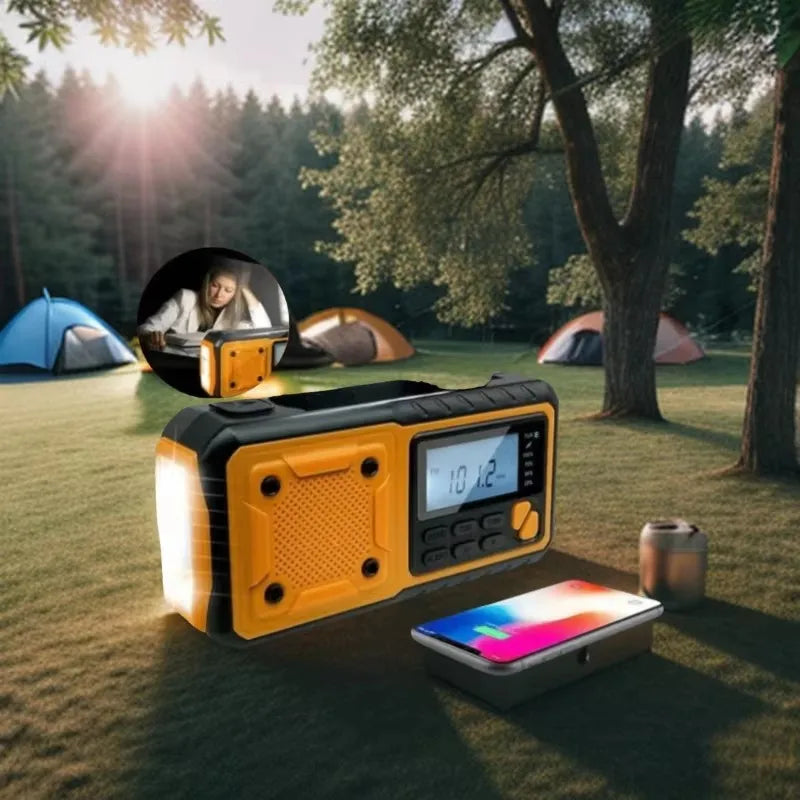 Solarcrank-DAB+/FM-radio 5000mAh-powerbank Bluetooth-højttaler nødberedskabstelefonoplader med SOS-alarm og lommelygte