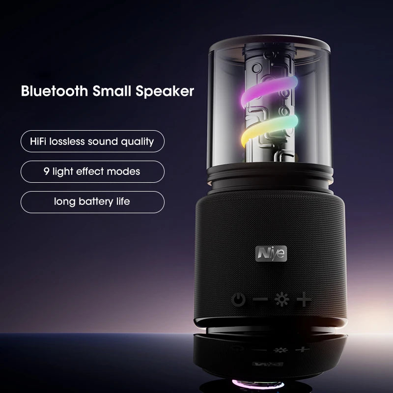 Wireless Bluetooth 5.3 Portable Waterproof Speaker HIFI Surround Bass Subwoofer Car Audio with LED Light Effects