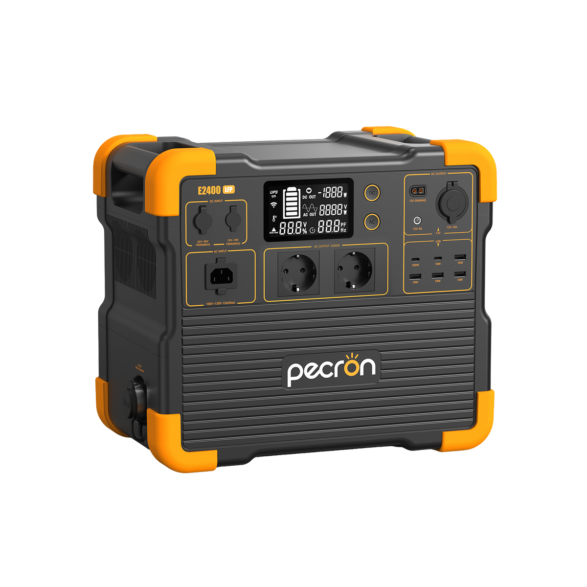 Pecor E2400LFP – Kraftig og stillegående strømstasjon med utvidbar batterikapasitet for pålitelig strømforsyning.