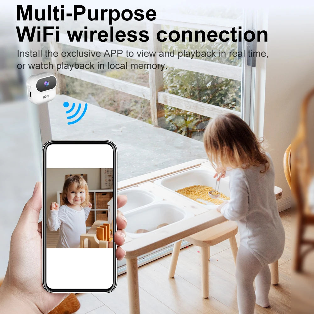 Ourlife A800 Mini-Kamera, 1080p-WLAN-Smart-Home-Überwachungskamera, Monitor und Camcorder, Videoüberwachungskamera mit Bewegungsverfolgung