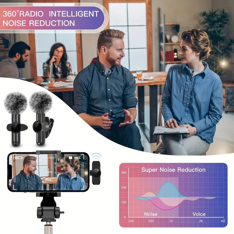 Micrófono inalámbrico de solapa con cubierta antiviento, mini micrófono para grabación de audio y vídeo, compatible con iPhone, Android y teléfonos móviles