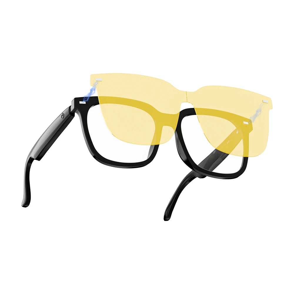 Lunettes Bluetooth AI à oreille ouverte Lentilles à aspiration magnétique Appels et musique à traduction en temps réel Communication commerciale et voyages internationaux