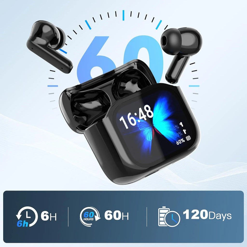 Smart AI Translation Bluetooth Earphones With LCD Display Noise Reduce New Wireless Digital Long Battery Life Display Headphone