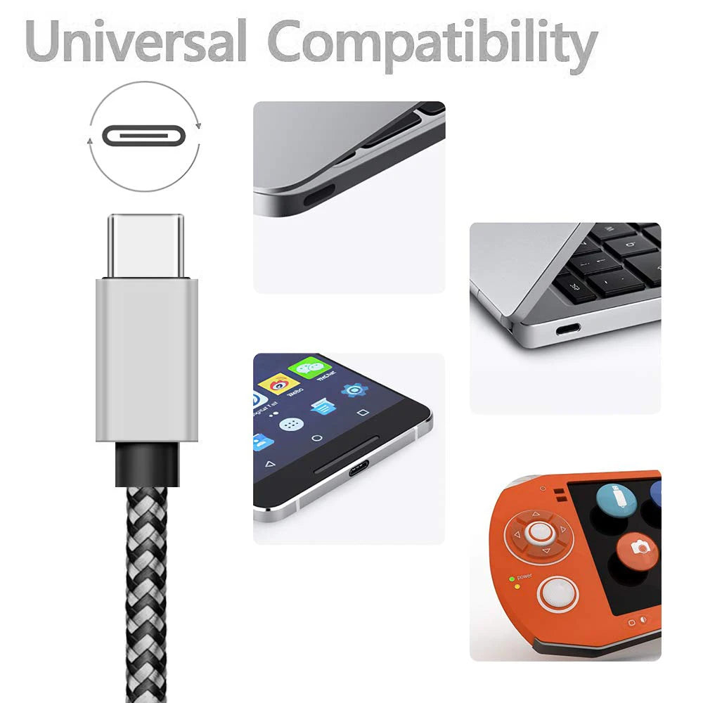 1-3 stk. USB Type C-kabel til hurtig opladning, batteriopladerledning, vævet nylon-datakabel, mobiltelefonoplader til Huawei og Samsung, USB C