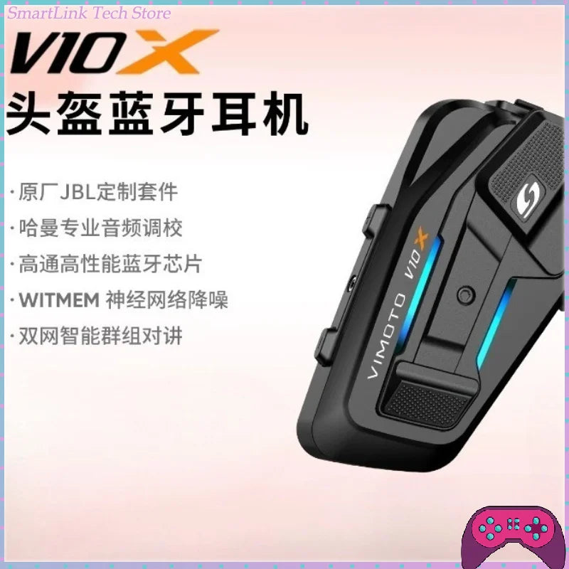VIMAITONG V10X Bluetooth-Kopfhörer für Helme, speziell für Motorradfahrten, Mehrpersonen-Gegensprechanlage, integrierte Kopfhörer für Integralhelme