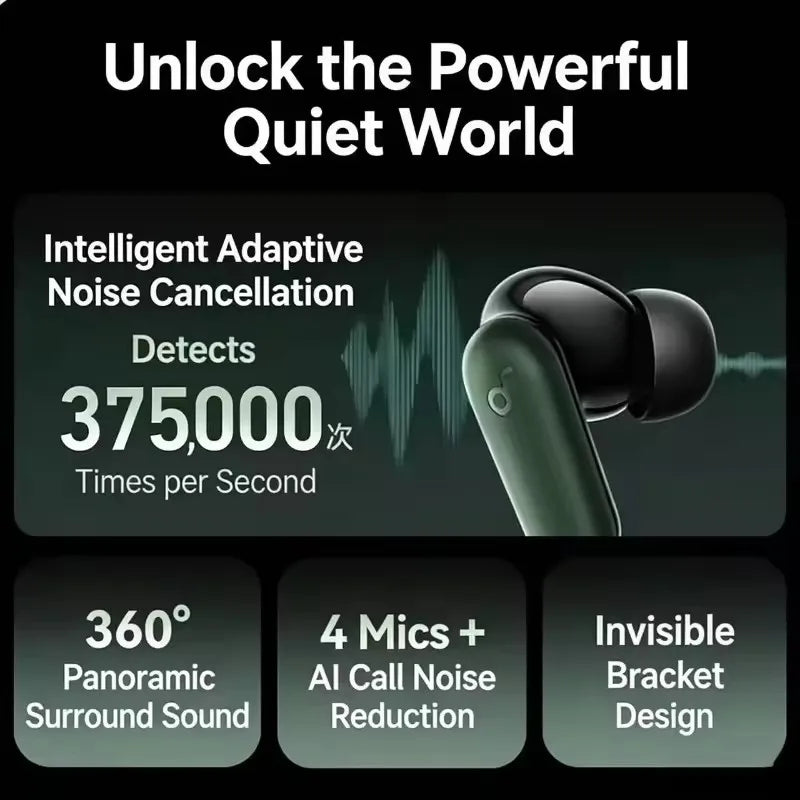 Auriculares Bluetooth con cancelación de ruido inteligente Anker Soundcore P30i, efectos de sonido envolvente y batería de duración ultralarga de 45H