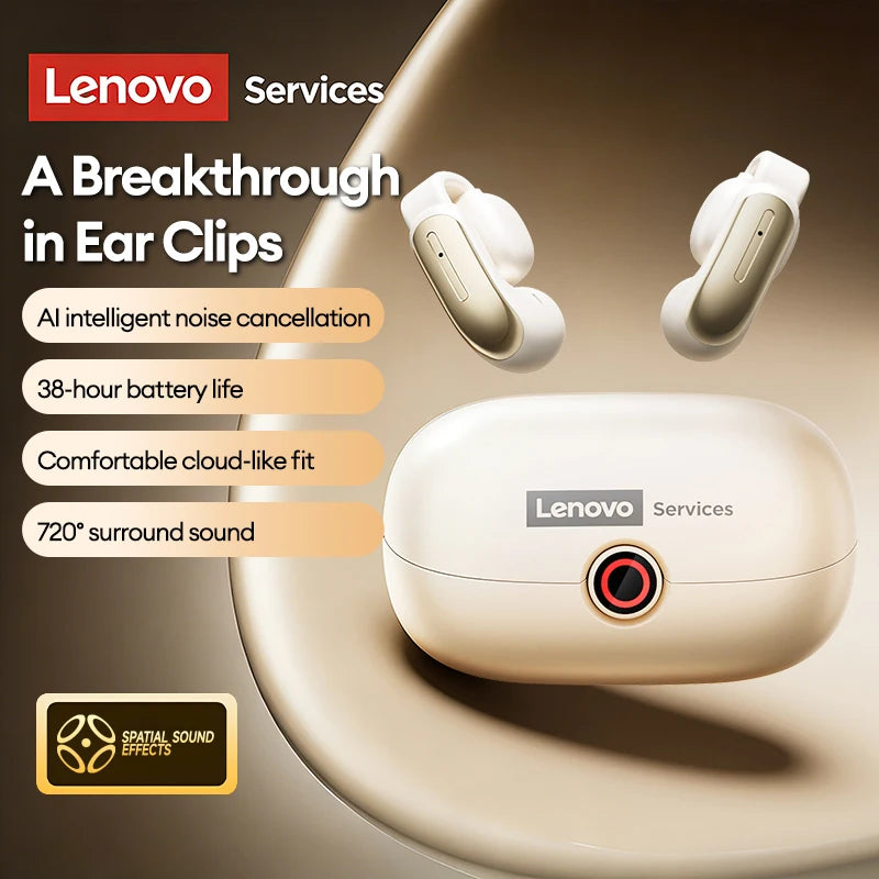 Lenovo LES-108 Knochenleitungs-TWS-Ohrclips, kabellose Bluetooth-V6.0-Ohrhörer, Sportkopfhörer mit KI-Anruf-Geräuschreduzierung