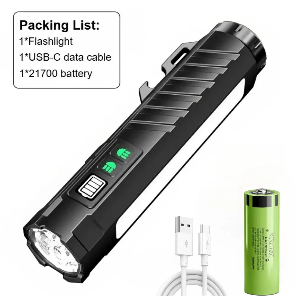 Linterna LED multifuncional de luz intensa, recargable, con luz de neón multicolor y base magnética, ideal para inspecciones y uso al aire libre