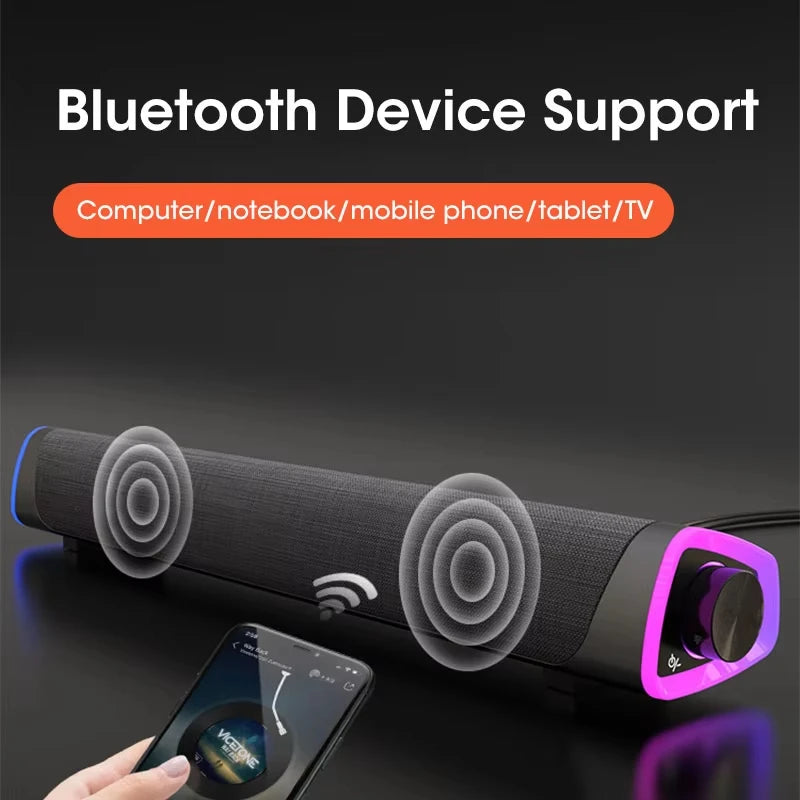 Bluetooth-højttalerbar med kablet stereolyd, subwoofer til MacBook, bærbar computer, notebook, PC og musikafspiller, bærbar højttaler