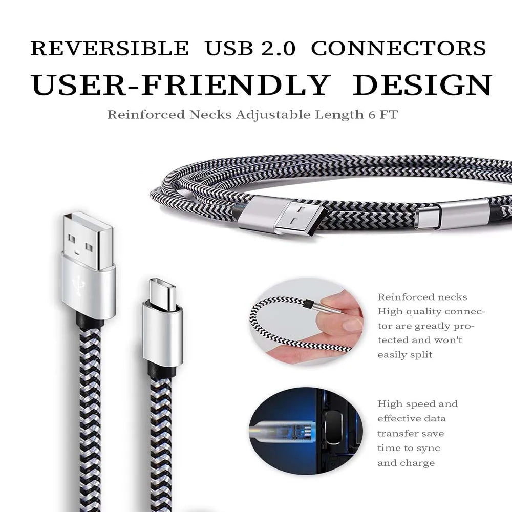 1-3 stk. USB Type C-kabel til hurtig opladning, batteriopladerledning, vævet nylon-datakabel, mobiltelefonoplader til Huawei og Samsung, USB C