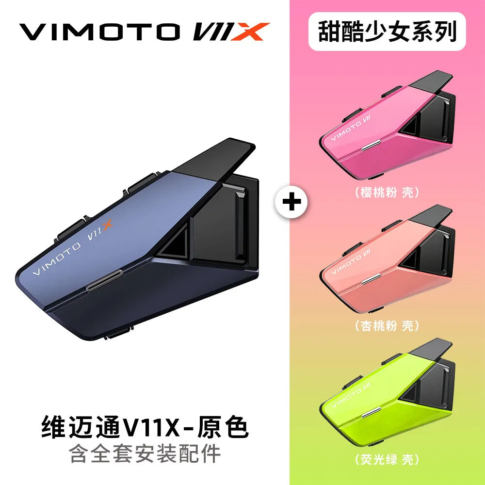 VIMAITONG V10X Bluetooth-Kopfhörer für Helme, speziell für Motorradfahrten, Mehrpersonen-Gegensprechanlage, integrierte Kopfhörer für Integralhelme