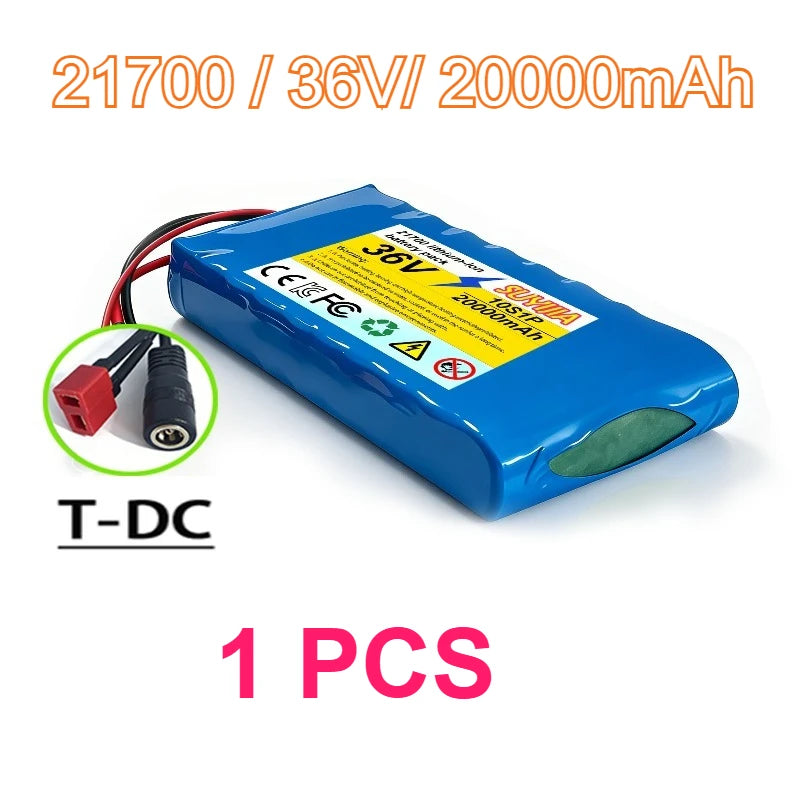 36V 20Ah 21700 Li-ion Battery Pack, 10S1P Electric Scooter Battery with XT60/DC Connector for 250W-500W Motor BMS Protection