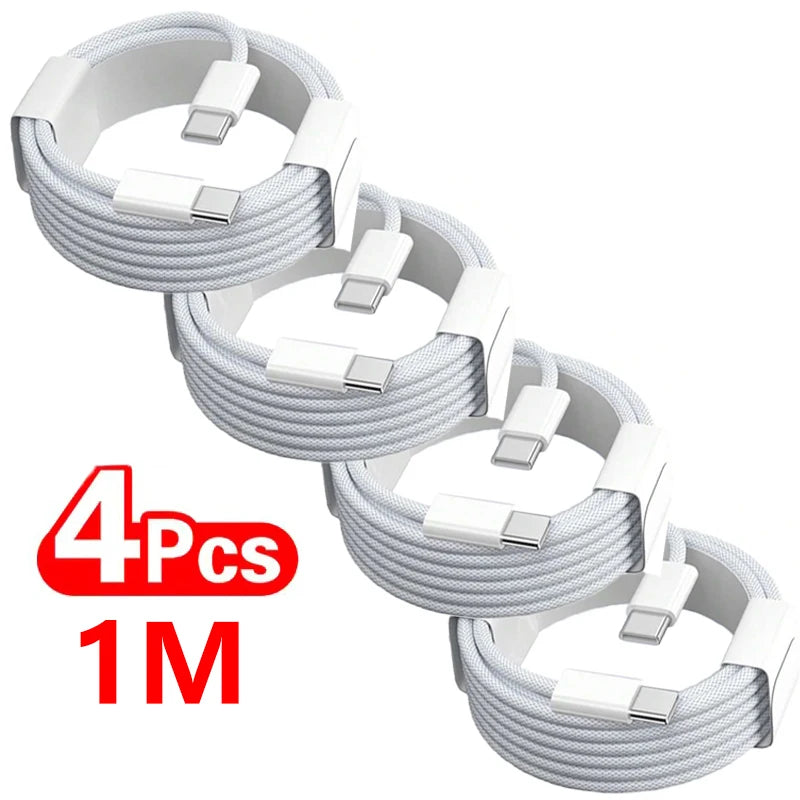 4PCS USB C Cable to USB C 100W Fast Charging Charger Cable Supports Fast Charging For iPhone 17 16 15 Samsung Xiaomi Huawei etc