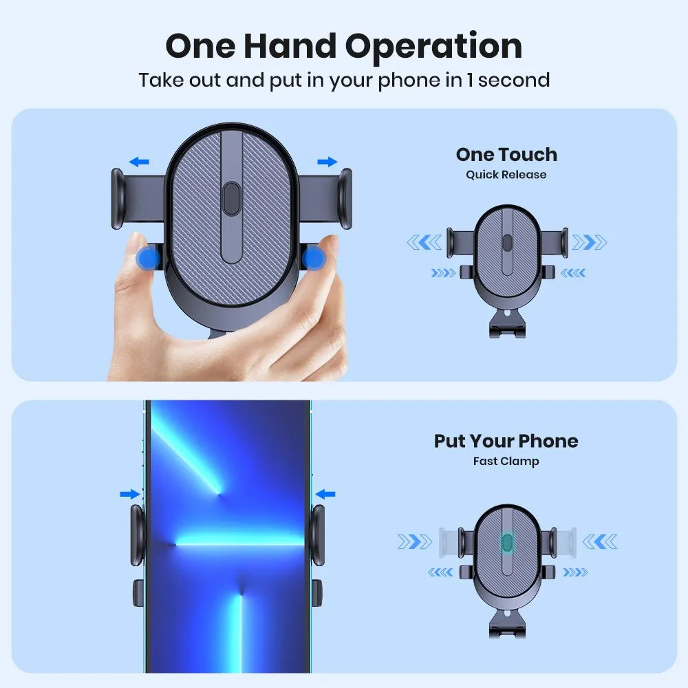 Soporte universal de gravedad para teléfono móvil de coche, clip para rejilla de ventilación, base anticaídas, compatible con GPS y teléfonos móviles de 4-7 pulgadas