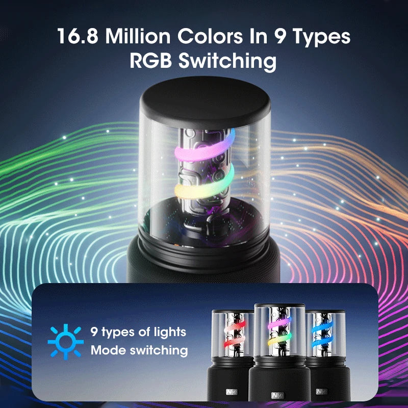 Wireless Bluetooth 5.3 Portable Waterproof Speaker HIFI Surround Bass Subwoofer Car Audio with LED Light Effects
