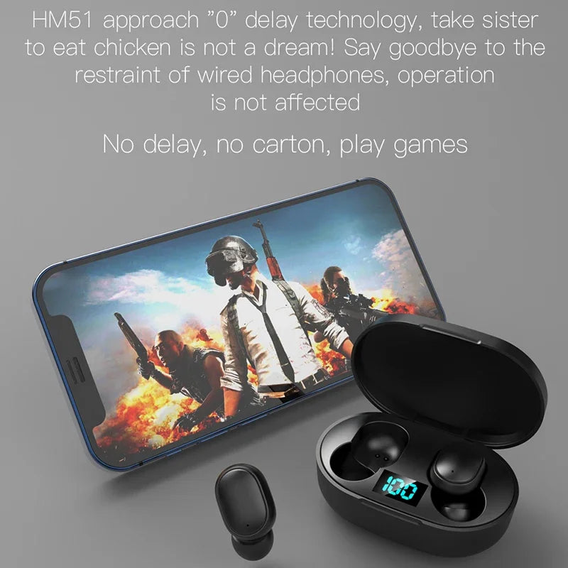 Écouteurs Bluetooth avec affichage numérique et micro, casque Bluetooth sans fil TWS E6S avec réduction de bruit pour Xiaomi Huawei Oppo