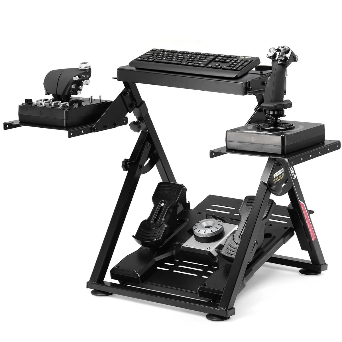 GTPLAYER Flight & Racing Simulator Stand, cockpit de jeu pliable compatible avec les volants et joysticks Logitech, Thrustmaster, PXN, noir