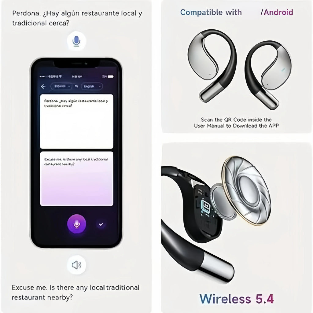 2026 New AI ENC Open Ear Bluetooth Earphones HiFi Stereo Sound Wireless Headphones Pain Free Long Wearing Sports Earbuds
