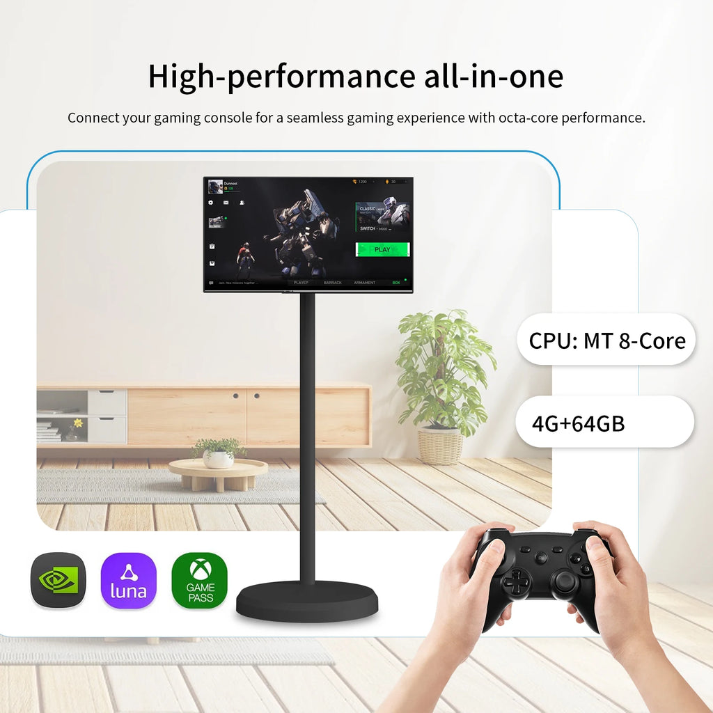 21.5, 24, 27 og 32 tommer HD-Android-interaktiv LCD-berøringsskærm med 5H- eller 9H-batteristativ, trådløst smart-bærbart TV