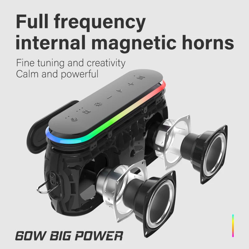 XDOBO X8 III Bluetooth-højttaler med trådløs subwoofer, 6600mAh, kraftig 60W dyb bas, powerbank til udendørs fester og vandreture