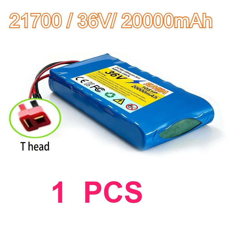 36V 20Ah 21700 Li-ion Battery Pack, 10S1P Electric Scooter Battery with XT60/DC Connector for 250W-500W Motor BMS Protection