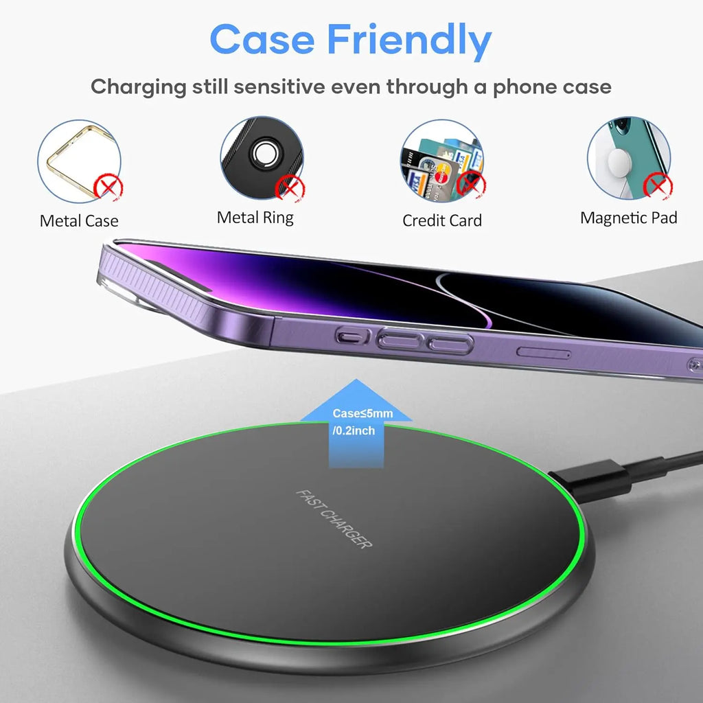 30W Fast Wireless Charger Pad For IPhone17 16 15 14 13 X Pro Max 8 Samsung Galaxy S23 Xiaomi Wireless Charging Station Chargers