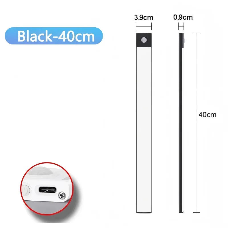 Ultra Thin Wireless LED Cabinet Light Motion Sensor USB TypeC Rechargeable Magnetic Dimmable 3Colors Indoor for Kitchen Wardrobe