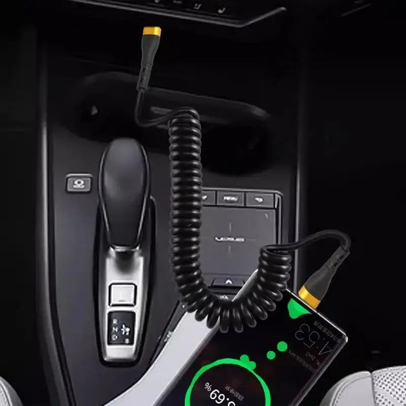 Câble PD 120W USB-C vers USB-C 5A Charge Rapide Câble Chargeur de Voiture USB-C à Ressort pour iPhone 15 Series Xiaomi 12 Samsung S23 Macbook