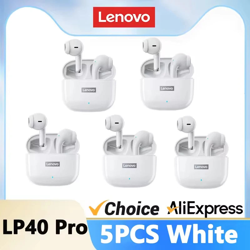 Auriculares Lenovo LP40 Pro Bluetooth V5.3, ligeros y resistentes al sudor, compatibles con teléfonos inteligentes, portátiles y computadoras