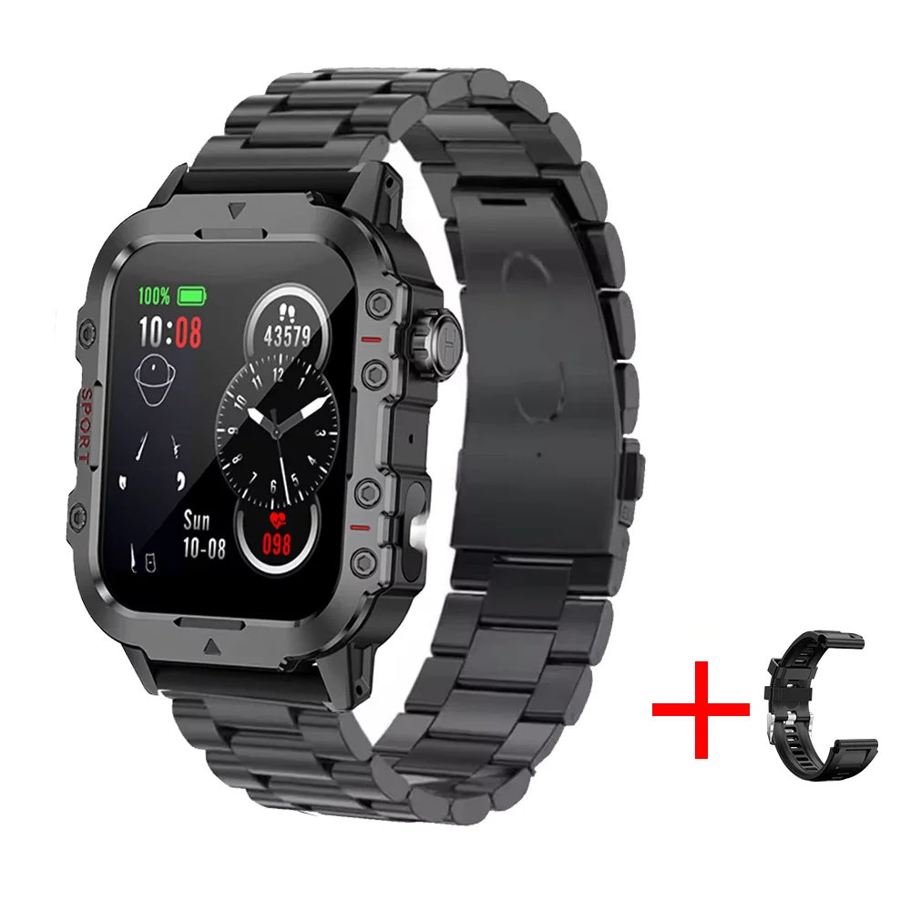 G.L Wear 2026-smartwatch til udendørssport og fitness, pulsmåler, SpO2- og søvnovervågning, LED-lommelygte, Bluetooth-opkald, til mænd og kvinder