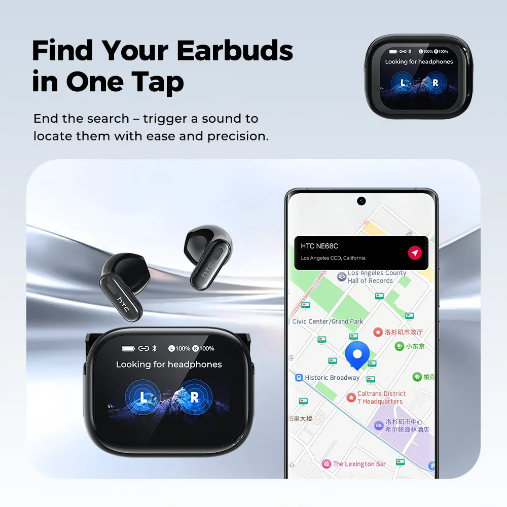 HTC NE68 Wireless Bluetooth Headphones With Microphone AI Translator TWS HiFi Sound Earbud Noise Reduction IOS Android PC