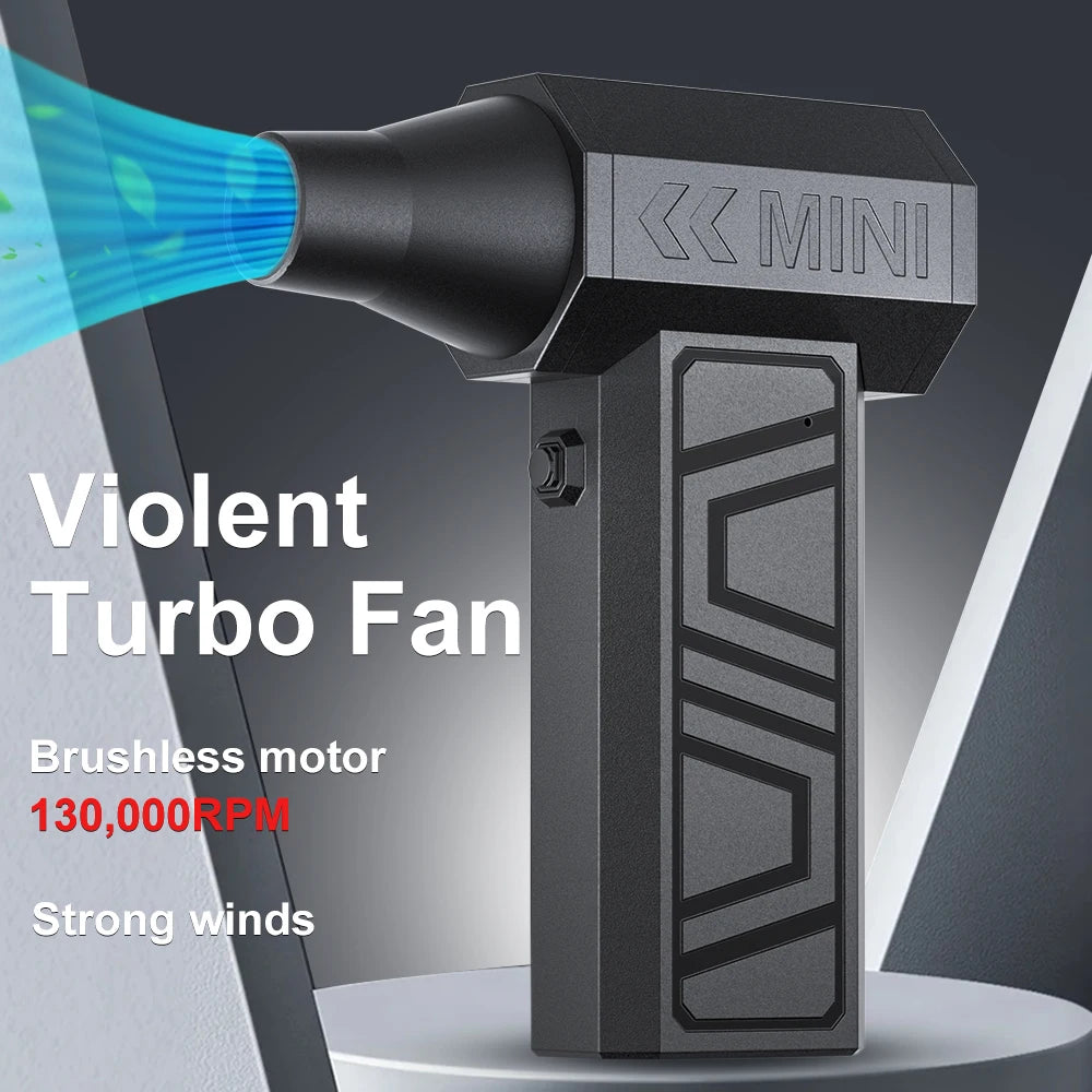 Turbo Fan 130000RPM Car Jet Fan 5 Outlet Nozzles Portable Blowing Snow Cleaning Blower Tool Electric Air Duster Type-C Charging
