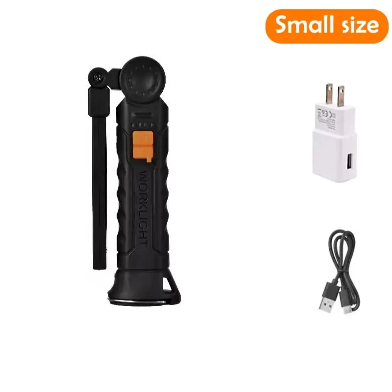 Reflectores LED COB portátiles con imán y gancho, luz de trabajo recargable con batería integrada, impermeable, lámpara de emergencia para exteriores