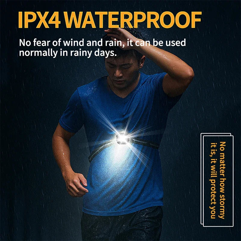Luz nocturna LED para correr, deportes al aire libre y ciclismo, lámpara pectoral, farol portátil recargable por USB con batería 18650 integrada