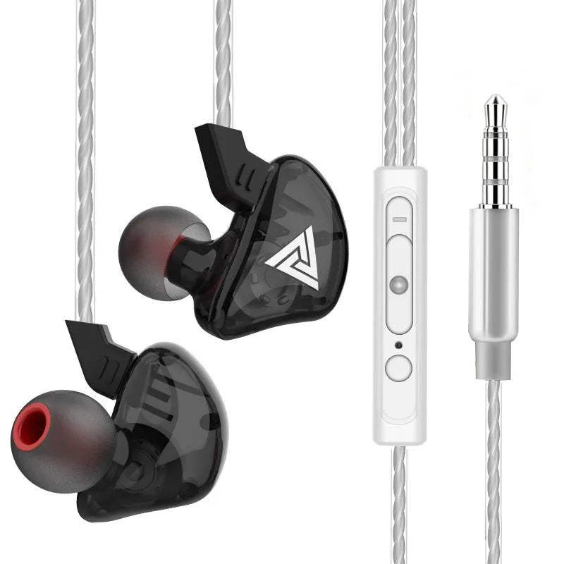 QKZ AK3 HiFi 3.5MM-kablede øretelefoner med mikrofon, bas og støjreduktion, hovedtelefoner til sport, gaming og musik, stereolyd, ørepropper