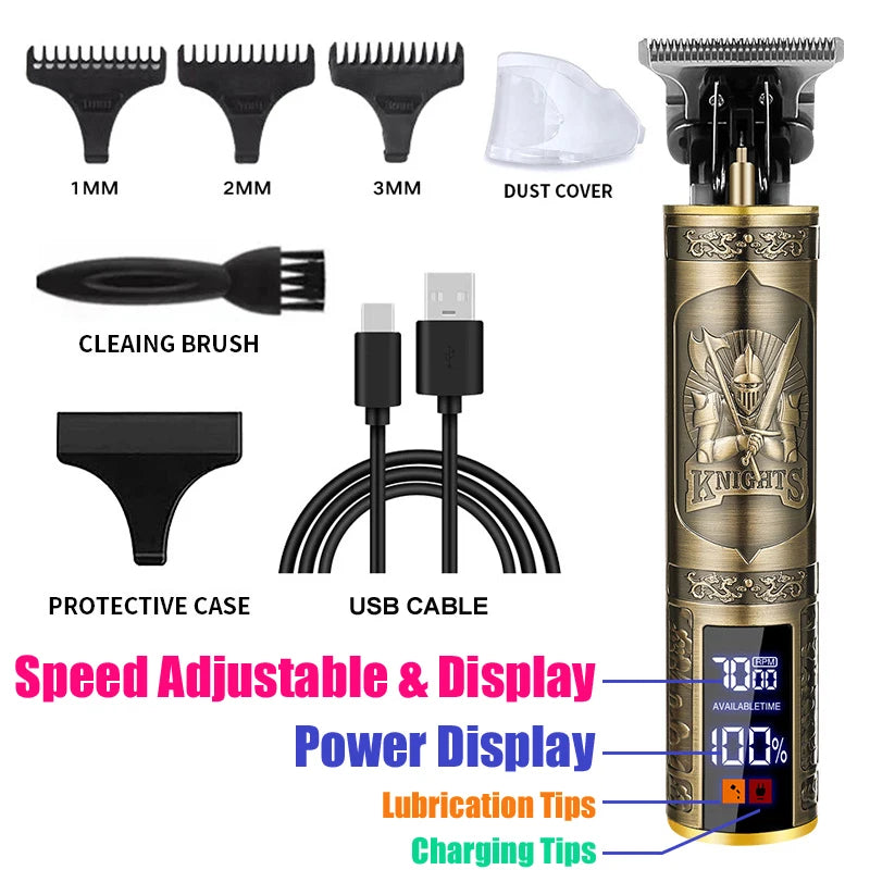 Vintage Cordless Hair Cutting Machine Portable Hair Clipper Electric Hair Trimmer USB Fast Charging Shaver Barber For Hairdresse