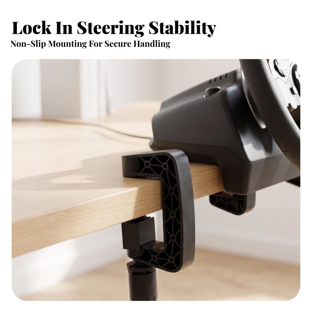 Steering Wheel Clamp with Adjustment Screw Adjustable Steering Wheel Clamp Hardware Non-Slip Compact for Sim Racers, Racing Rigs