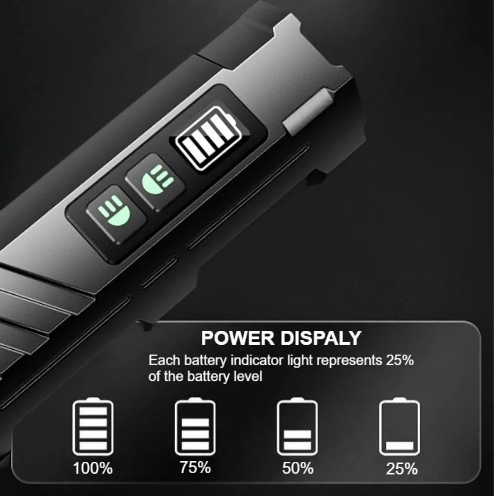 Linterna LED multifuncional de luz intensa, recargable, con luz de neón multicolor y base magnética, ideal para inspecciones y uso al aire libre