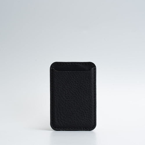 Full-Grain Leather Wallet compatible with MagSafe - Classic, black leather cardholder front view.