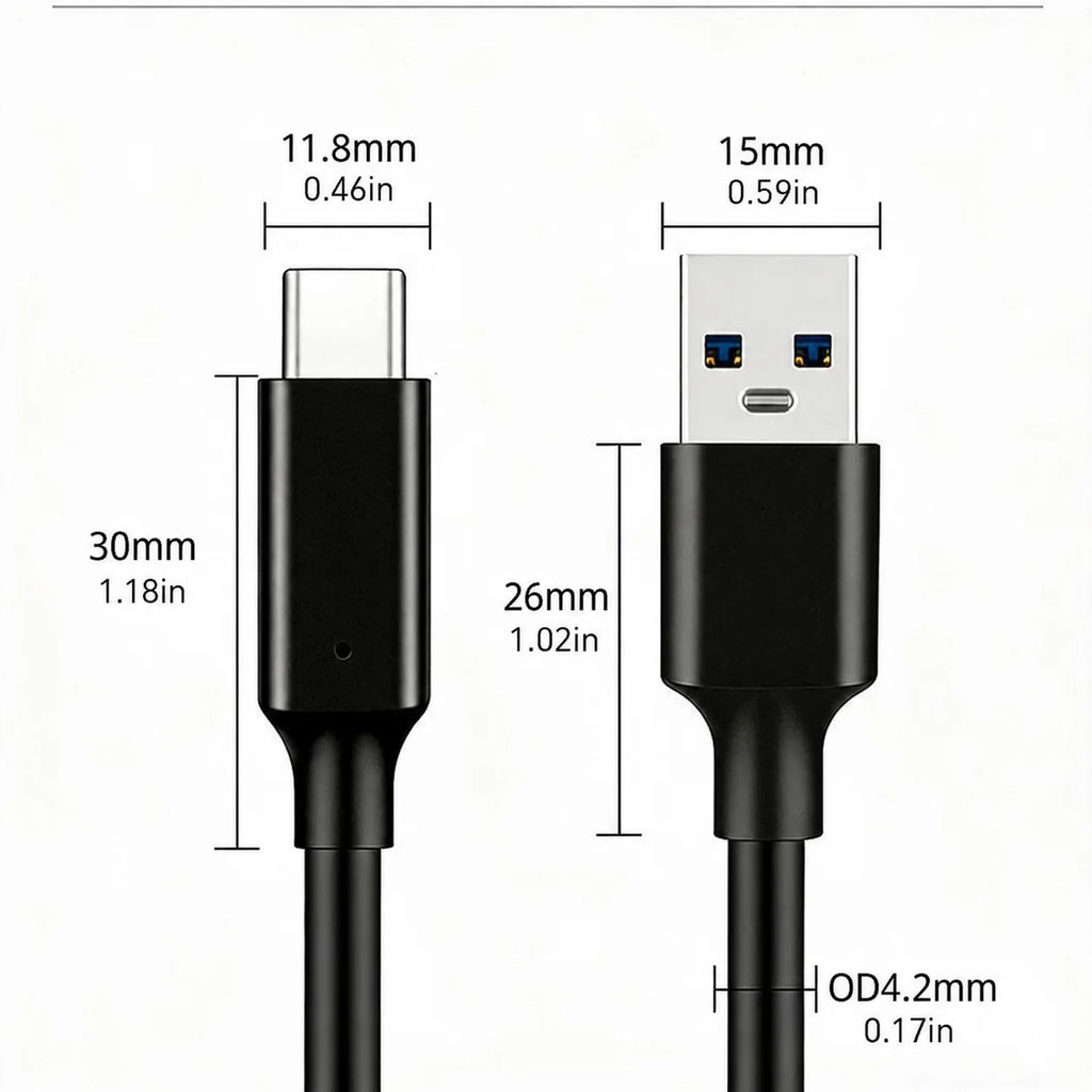 USB 3.2 Type C to A Cable 10Gbps 60W PD Fast Charging Data Transfer for Galaxy S23 S22 Note 20 Pixel iPad Pro SSD Android Auto