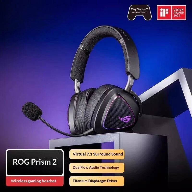 ROG Prism Casque de jeu supra-auriculaire léger 7.1 Casque de jeu RVB Éclairage Aura Sync Prism 2 Cadeaux Casque de jeu