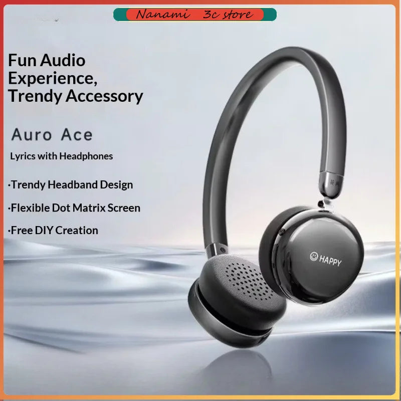 Nye Edifier AURO ACE over-ear-hovedtelefoner med trendy legetøjsskærm til DIY-tekstvisning, 32 mm drivere, Bluetooth 6.0-øretelefoner, gaver