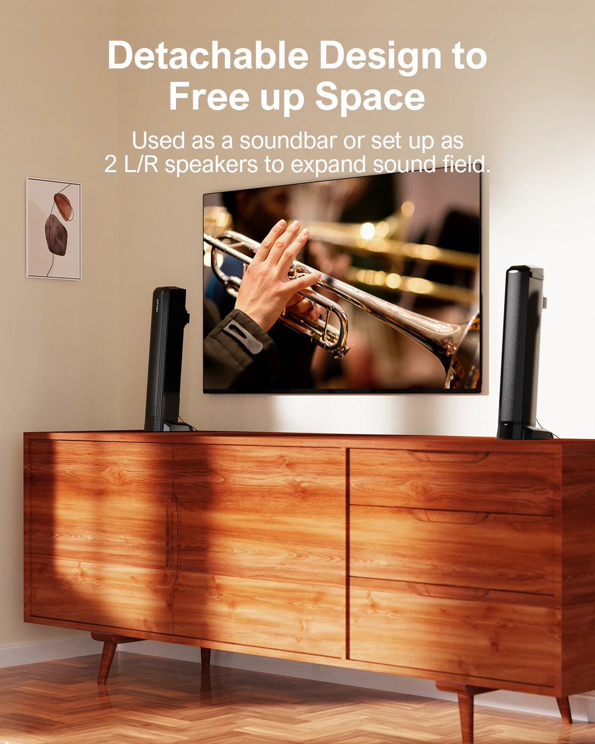 ULTIMEA 100W 2.2ch TV Sound Bar, 2-in-1 Detachable Bluetooth Soundbar for TV, Bass Adjustable, 3 EQ Modes, Apollo S40 Series
