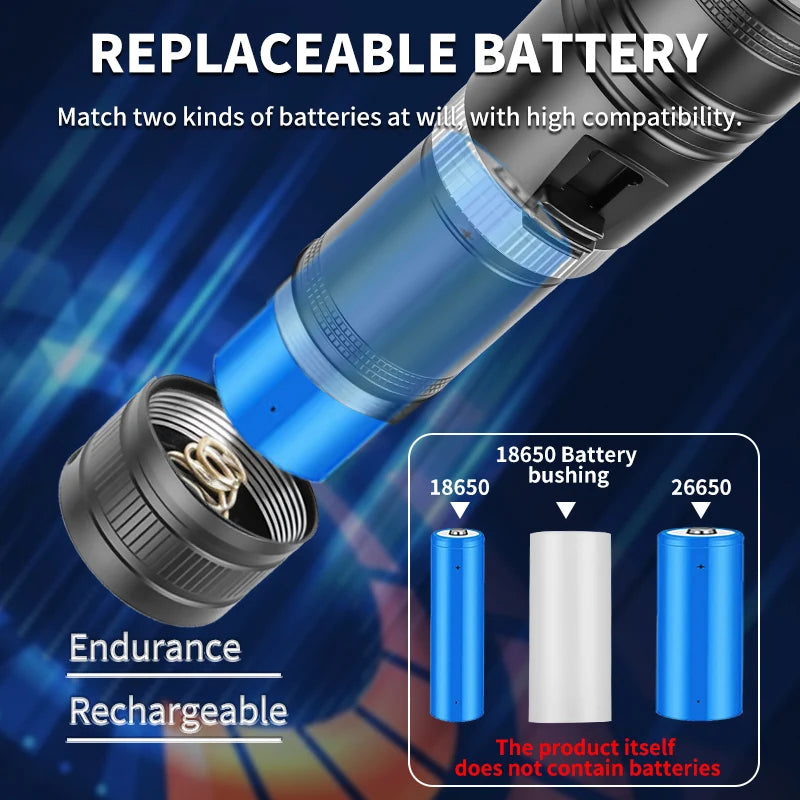 Linterna de buceo D117 de aluminio, impermeable IPX8, LED para buceo, luz para submarinismo de 100 m, farol impermeable LED para camping y pesca