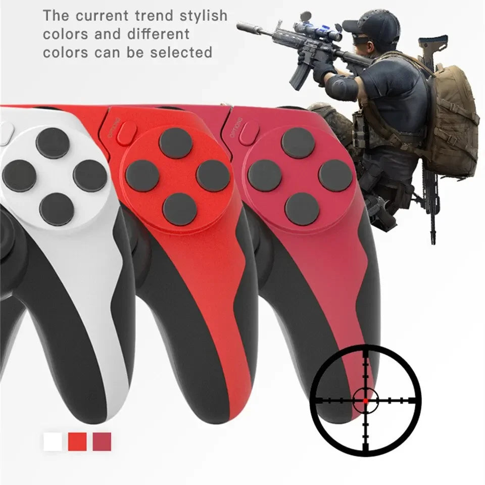 GAMINJA P48 trådløs gamepad med seksakset gyroskop, spilcontroller til PS4- og PS3-konsol, Windows 7/8/10, dobbelt vibration, PC-joystick