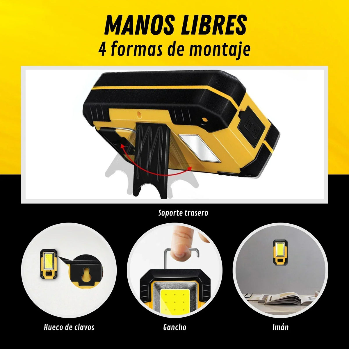 Portable 4000MaH Rechargeable Work Light Super Bright COB Flashlight With Magnetic/Hook Camping Lantern For Outdoor Emergency