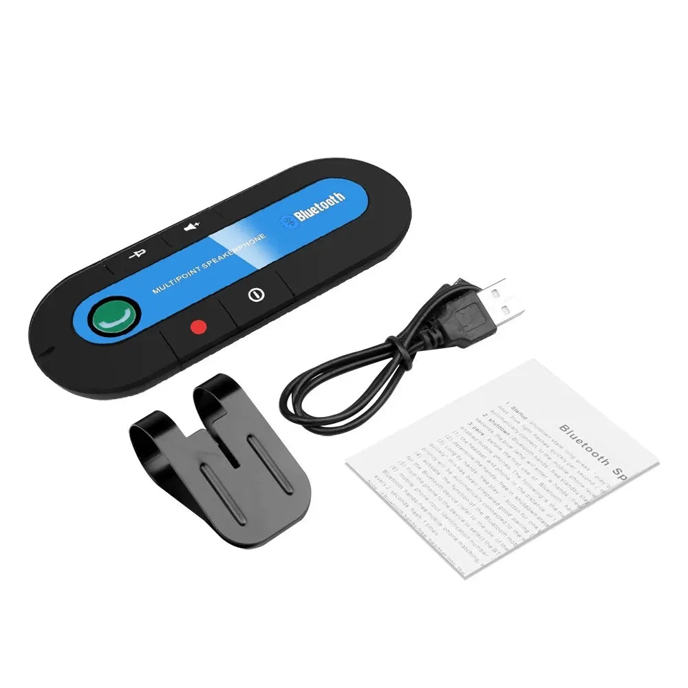 Altavoz Bluetooth, kit manos libres para automóvil con clip para parasol, receptor de audio inalámbrico, altavoz manos libres, reproductor inalámbrico de música estéreo MP3