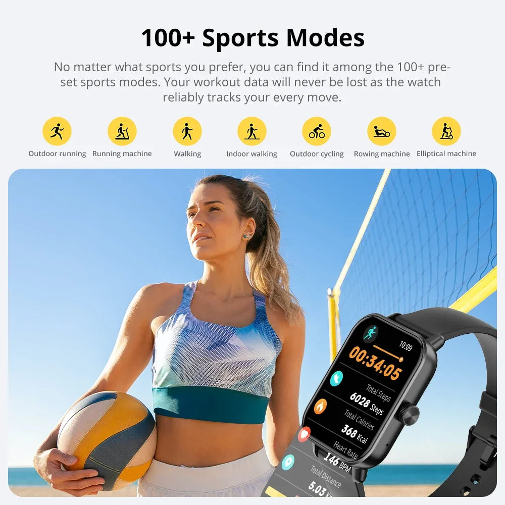 COLMI P81 Smartwatch mit Sprachanrufen, Ultra-1.9-Zoll-Display, 24-Stunden-Gesundheitsmonitor, über 100 Sportmodi, Bluetooth-Smartwatch für Männer und Frauen
