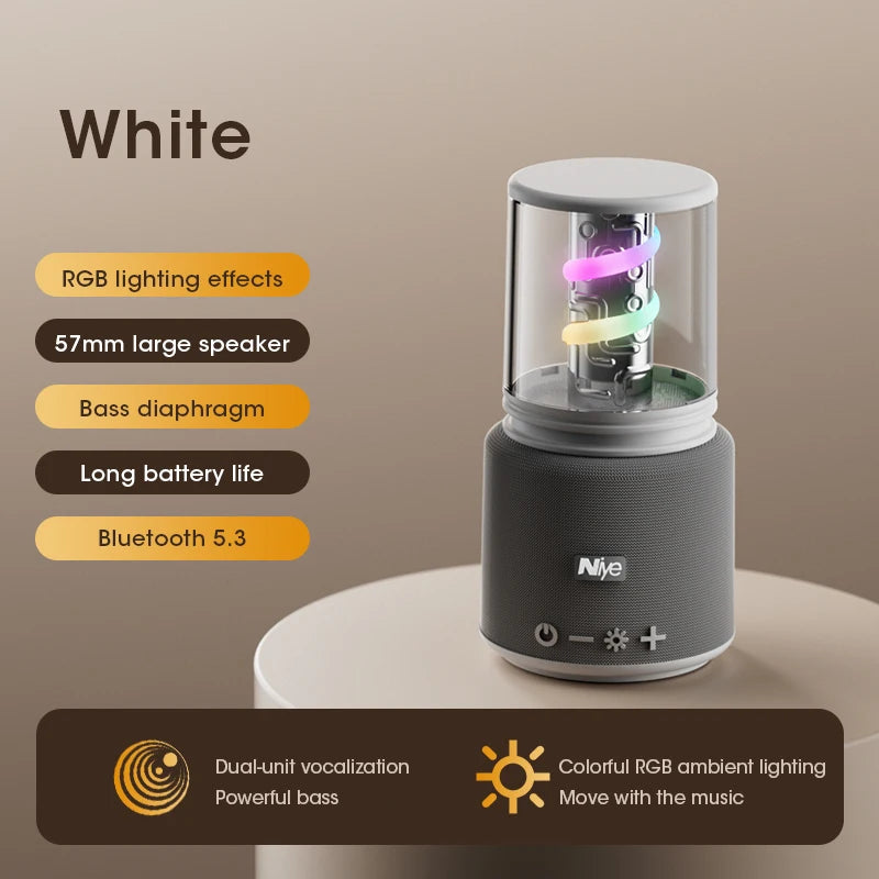 Wireless Bluetooth 5.3 Portable Waterproof Speaker HIFI Surround Bass Subwoofer Car Audio with LED Light Effects